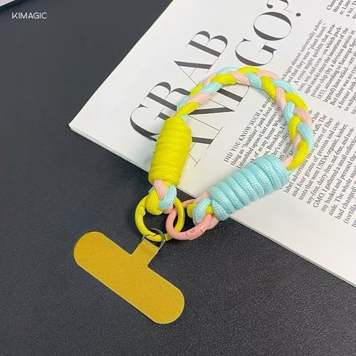 KIMAGIC Korean Dopamine Phone Wrist Strap - Handmade Thickened Phone Lanyard, Anti-Drop Hands-Free Charm - color: 04 Macaron Purple-pink