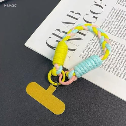 KIMAGIC Korean Dopamine Phone Wrist Strap - Handmade Thickened Phone Lanyard, Anti-Drop Hands-Free Charm - color: 04 Macaron Purple-pink