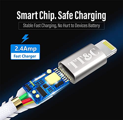 TT&C Short Phone Cable 6 inch Charger Sync and Charging Data Cord for iPhone 14/14 Pro/ 14 Pro Max/ 13/13 Pro / 12/11/ Xs/Xs Max/Xr/X/ 8 Plus/iPad (White)