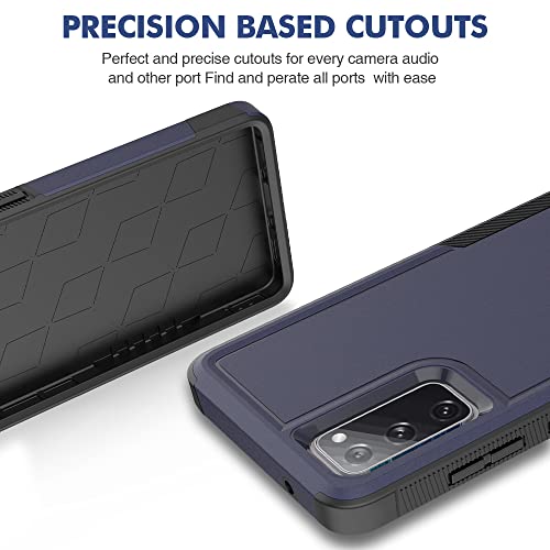 for Samsung Galaxy S20 FE 5G Case: Dual Layer Protective Heavy Duty Cell Phone Cover Shockproof Rugged with Screen Protector - Military Protection Bumper Tough - Samsung Galaxy S20 FE 5G, Blue - color: Navy Blue (PC) + Black (TPU)