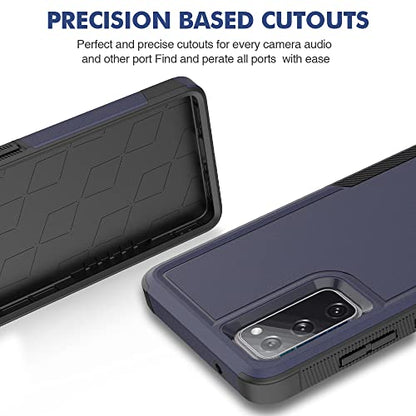 for Samsung Galaxy S20 FE 5G Case: Dual Layer Protective Heavy Duty Cell Phone Cover Shockproof Rugged with Screen Protector - Military Protection Bumper Tough - Samsung Galaxy S20 FE 5G, Blue - color: Navy Blue (PC) + Black (TPU)