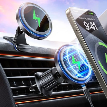 3 in 1 Magnetic Car Charger Mount 15W for iPhone 18-12 Pro Max - color: Black2