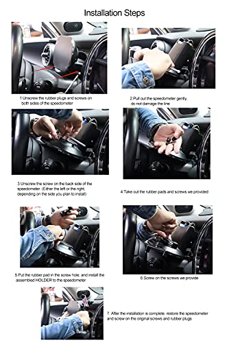 Union Jack Gray/Black Rotatable Smart Phone Holder Clip Fold Mount Bracket for Mini Cooper 3rd Gen (F54 F55 F56 F57 F60 2020-2023, Only LCD Speedometer)