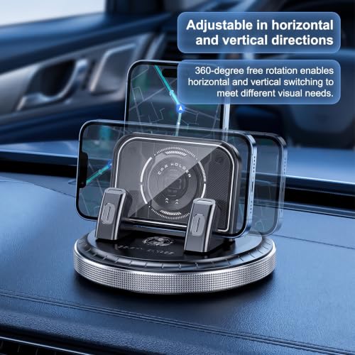 Car Phone Holder 360 Degree Rotation, Non-slip Car Navigation Mount, Car Phone Mount with Double Layer Pad, Universal for Most Cars, SUVs, Trucks (Silver) - color: Silver