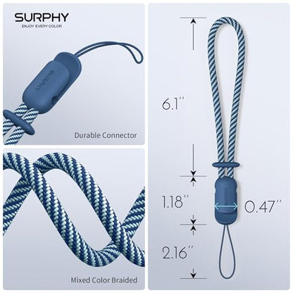SURPHY 2 Pack Phone Lanyard, Phone Wrist Strap for Case, Camera Wrist Strap - color: Blue Jay & Gray