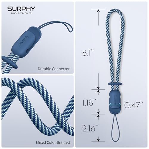 SURPHY 2 Pack Phone Lanyard, Phone Wrist Strap for Case, Camera Wrist Strap - color: Blue Jay & Gray