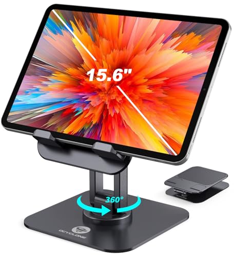 OCYCLONE iPad Stand, 360° Rotating iPad Tablet Stand Holder for Desk, Black - color: Black