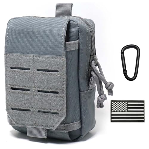 Tactical Molle Utility Pouch Cell Phone Pouch, Waist Bag Belt Pouch for Men, EDC Bag Gadget Organizer Vest Pack Purse Mobile Phone Case Hunting Compact Bag for Runing - color: Gray