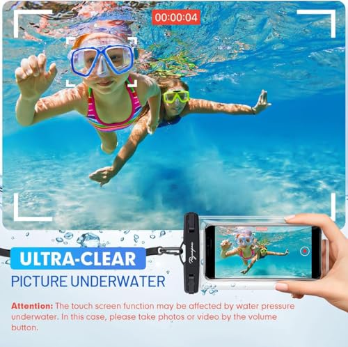 Rynapac IPX8 Waterproof Phone Pouch - 8.5in, 2 Pack Waterproof Phone Case for iPhone 17 16 15 Pro Max, Galaxy S26 S25 Ultra, Cellphone Dry Bag with Lanyard for Beach Vacation Travel Cruise Essentials - color: [Black + Black] Waterproof Phone Pouch
