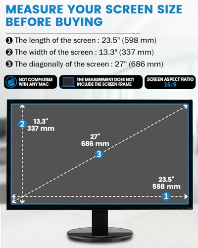 F FORITO 2-Pack 27 inch 16:9 Matte Anti Glare Computer Screen Cover, Anti Glare Eye Protection Film Compatible with All 27" Widescreen Monitors with 16:9 Aspect Ratio (23.5"W x 13.3"H)