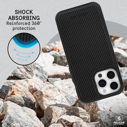 Pelican Protector iPhone 15 Pro Max Case -Rugged MagSafe Phone Case -Carbon | Magnetic Phone Case w/16ft Military-Grade Drop Protection - Anti-Scratch, Heavy Duty Phone Cover for iPhone 15 Pro Max - color: Protector Carbon, style: MagSafe