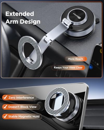MSXTTLY Magnetic Car Phone Holder Tesla Phone Mount for Magsafe,Long Arm - color: Space Gray