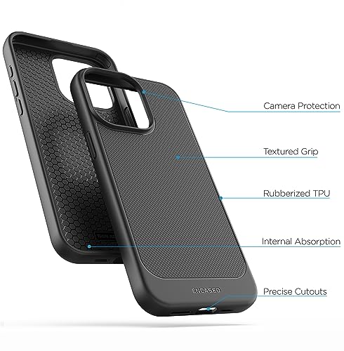 Encased Belt Case for iPhone 15 Pro Max (2023) Thin Armor Slim Cover with Rotating Phone Holster Clip - Black - size: iPhone 15 Pro Max