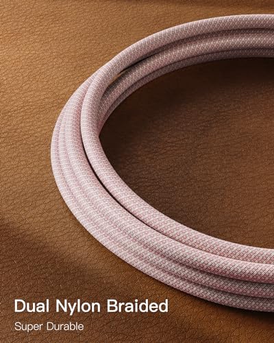 CONMDEX Android Auto USB Cable [2ft, 2Pack] 10Gbps, 3A Fast Charging, Pink - color: Pink, size: 2ft+2ft, style: 2Pack