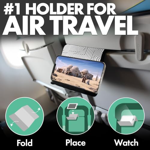 Flight Flap Airplane Phone Holder - Foldable Phone Stand for Plane Travel - color: Mono Lines, size: Large