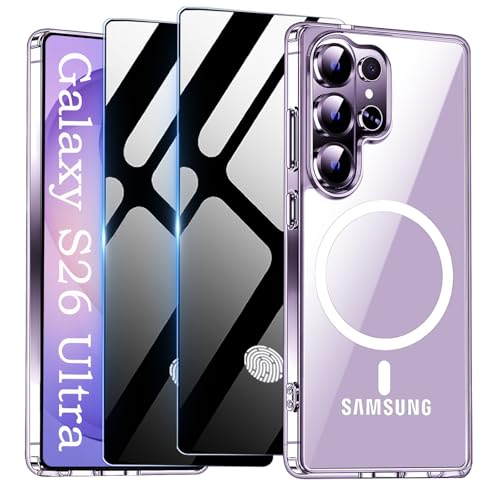 for Samsung Galaxy S26 Ultra 5G Case with Privacy Screen Protector,Clear Magnetic Phone Case with Camera Protection,Soft Shockproof Protective Cover for Galaxy S 26 Ultra,Clear - color: Transparent, size: Samsung Galaxy S26 Ultra