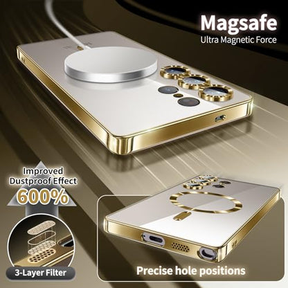 Compatible with Samsung Galaxy S25 Ultra Case（Only）.Magnetic Cover for S25 Ultra. Glossy Slim Thin Soft funda capa para for Galaxy S25 Ultra 6.9 inch.Compatible with MagSafe (Gold) - color: Gold
