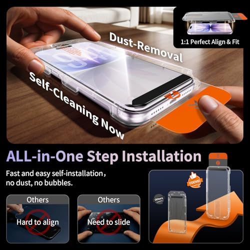 2 Pack for iPhone 17 Screen Protector, 9H+ Hardness Tempered Glass Full Edge Coverage, Military-Grade Shatter Protection, HD Clear & Sensitive Touch, Easy Installation - size: for iPhone 17