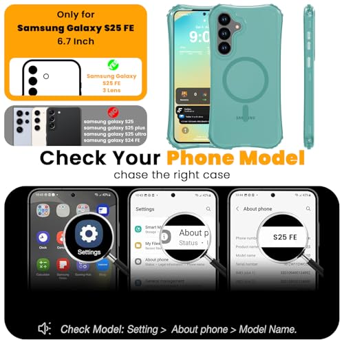 WRJ Magnetic Matte for Samsung Galaxy S26 FE Case,Samsung S25 FE Case [Fit for MagSafe][Military Grade Drop Protection] Translucent Shockproof Protective Phone Case-Jade Green - color: Jade Green, style: Matte