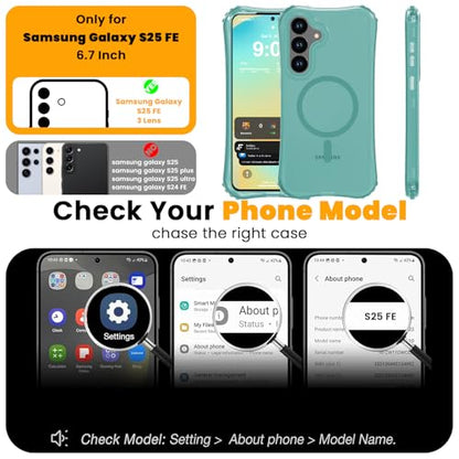WRJ Magnetic Matte for Samsung Galaxy S26 FE Case,Samsung S25 FE Case [Fit for MagSafe][Military Grade Drop Protection] Translucent Shockproof Protective Phone Case-Jade Green - color: Jade Green, style: Matte