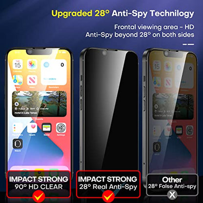 ImpactStrong Anti-Spy Privacy Screen Protector for iPhone 16e / iPhone 13 / iPhone 13 Pro (6.1-Inch), 9H Tempered Glass, Shatter-Resistant, Anti-Scratch, Easy Install Kit, Case Friendly, 2-Pack - size: iPhone 16e/14/13/13 Pro