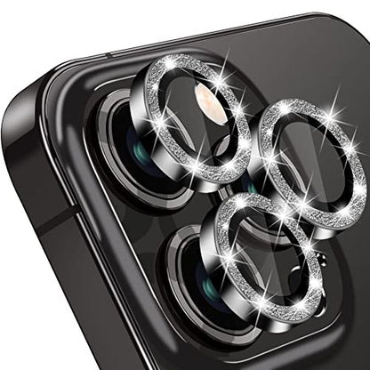 Compatible with iPhone 12 Pro Max Camera Lens Protector, Bling Glitter 9H Tempered Glass Camera Cover Anti Scratch Shockproof Screen Protector Individual Ring - 3Pcs Glitter Graphite - color: Graphite Glitter