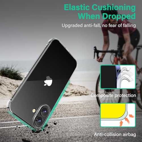 ONES for iPhone 16 Case Clear, Slim Soft TPU Silicone Cover, Military Drop Protective Thin Phone Bumper Case with Shockproof Airbags Yellowing Resistant,Transparent - size: iPhone 16