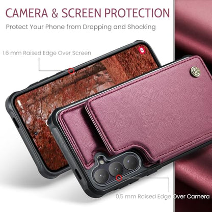 Kowauri for Samsung Galaxy S26 Case, PU Leather Wallet Case for Women Men with RFID Blocking Card Holder Slot Magnetic Closure Shockproof Protective Phone Cover for Samsung Galaxy S26 (Red) - color: Red