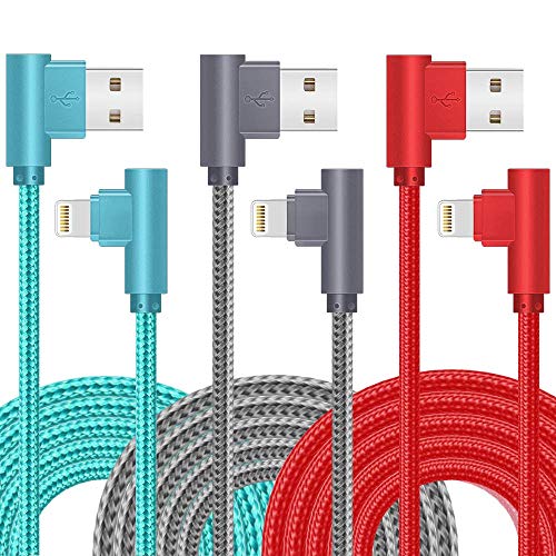 SHUSEL for iPhone Charger Cable Right Angle Lightning Cable 3Pack - size: 3colros 6FT