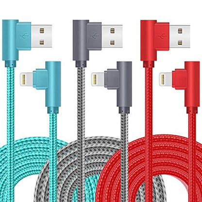 SHUSEL for iPhone Charger Cable Right Angle Lightning Cable 3Pack - size: 3colros 6FT