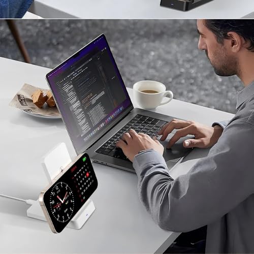 15W Fast Charging Station Double Coil Wireless Charger Foldable Phone Holder Stand for iPhone 17 16 15 14 13 Pro Max Samsung Xiaomi (Black)