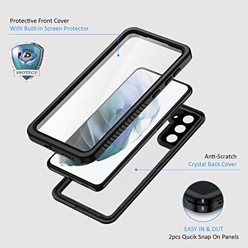 Lanhiem for Samsung Galaxy S21+ Plus Case, IP68 Waterproof Dustproof, Built-in Screen Protector, Rugged Full Body Shockproof Protective Phone Cover for Galaxy S21 Plus 5G 6.7 Inch, Black - size: for Galaxy S21+