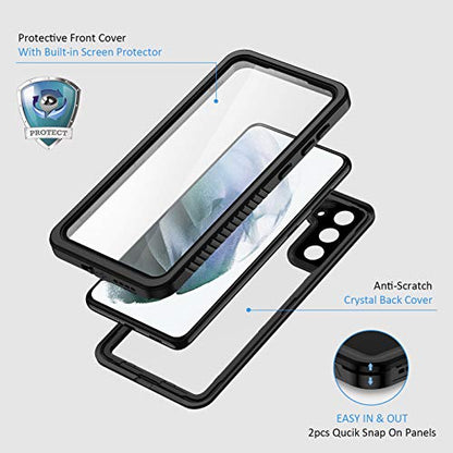 Lanhiem for Samsung Galaxy S21+ Plus Case, IP68 Waterproof Dustproof, Built-in Screen Protector, Rugged Full Body Shockproof Protective Phone Cover for Galaxy S21 Plus 5G 6.7 Inch, Black - size: for Galaxy S21+