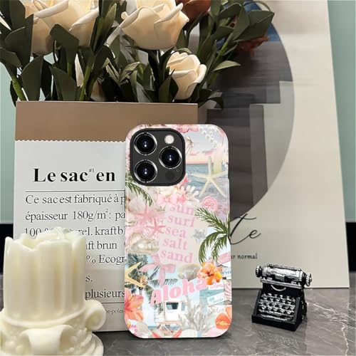 Case for iPhone 14 Pro Max, Cute Phone Case, Aloha Summer Collage | Hybrid 2-Layer Phone Cover，Military-Grade Protection Durable Shockproof Anti-Scratch Cases - color: Pink Aloha Summer Collage, size: Iphone 14 Pro Max
