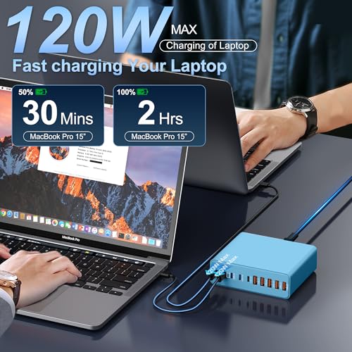 800W USB C Charger Block,10-Port Charging Station