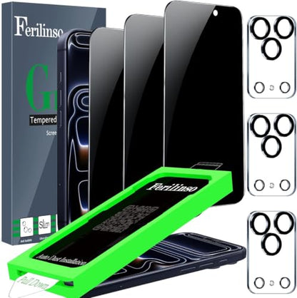 Ferilinso Privacy Screen Protector for iPhone 17 Pro, Tempered Glass - size: iPhone 17 Pro-6.3 INCH