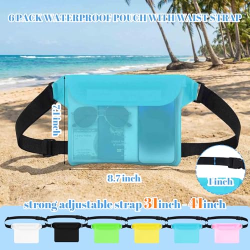 6 Pcs Waterproof Pouch Dry Bag Fanny Pack for Beach Swimming,Multicolor - color: Multicolor