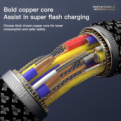 Muuto USB C to USB C Cable, 6 FT 60W Fast Charging, Rotating Right Angle - size: 6 ft