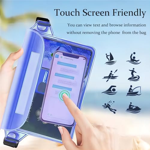 CADONO 2-Pack Waterproof Pouch with Adjustable Waist Strap | Screen Touch Sensitive Dry Bag, Keep Your Phone and Valuables Dry, Perfect for Swimming Kayaking Boating Fishing Beach Diving - color: Black+Black