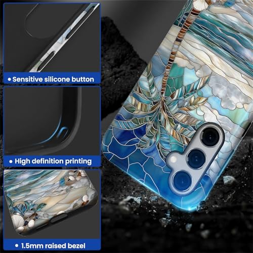 Case for Samsung Galaxy S25 FE, 2 in 1 PC Hard Shell Silicone Inner Bumper Anti-Scratch Full-Body Cover Shockproof Slim Design Beach Palm Tree - color: Beach Palm Tree, size: Galaxy S25 FE