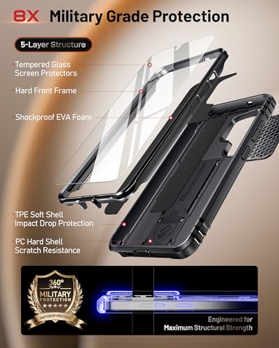 Poetic Revolution Case for Samsung Galaxy S26 Ultra, [Slide Camera Cover], [20FT Mil-Grade Drop Tested], Full-Body Military Grade Rugged Dual-Layer Shockproof Cover with Kickstand, Black - color: Black, size: Galaxy S26 Ultra