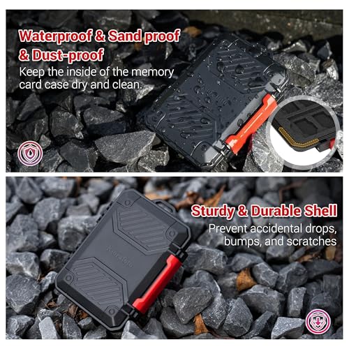 Kiorafoto Memory Card Case with 22 Slot for 8 SD & 12 MicroSD & 2 Nano SIM - size: For 8 SD+12 TF+2 Nano SIM(BLACK)