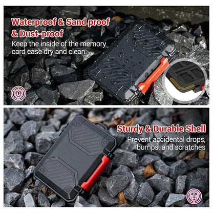 Kiorafoto Memory Card Case with 22 Slot for 8 SD & 12 MicroSD & 2 Nano SIM - size: For 8 SD+12 TF+2 Nano SIM(BLACK)