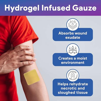 Honey Hydrogel Sheet Dressing 4.7"x3.4" - 10 Hydrogel Sheets with 30% Medical Grade Honey for Wounds - Good for Ulcers, Surgical Wounds, Donor Sites, Cuts, Abrasions, and More