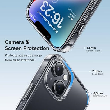 CASEKOO for iPhone 14 Case/iPhone 13 Case Crystal Clear, [Never Yellow Technology] [Military-Grade Protection] Transparent Slim Cover Women Men Phone Case 6.1 inch, Clear | Military-Grade Protection, Transparent Slim Shockproof Cover, Women Men for iPhone