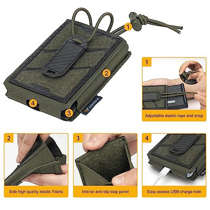 IDOGEAR Tactical Phone Pouch Molle Magazine Pouches Universal Utility Smartphone Holster Bag Outdoor EDC Waist Pouch Compatible with Phones Up to 6.7 Inches 500D Nylon - color: Ranger Green