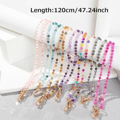Phone Crossbody Lanyard, 120cm Marble Beaded Phone Strap with Tether Tab,Universal Cell Phone Chain for Most Phones Bag Purse - color: K
