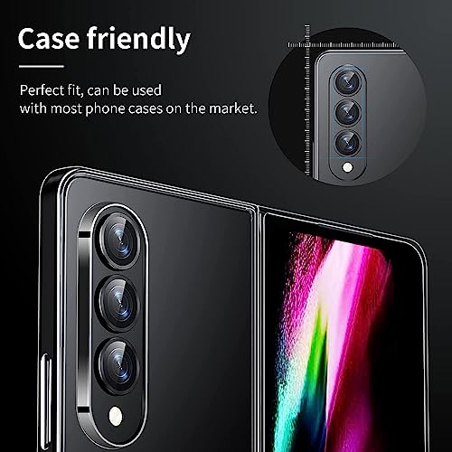 Zeking [2 Pack for Samsung Galaxy Z Fold5/A25 5G Camera Lens Protector, 9H Tempered Glass Camera Cover Metal Individual Ring for Galaxy Z Fold5 5G [Installation Tray Alignment Kit](Black)