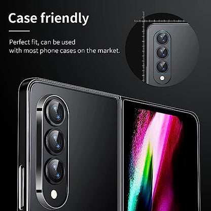 Zeking [2 Pack for Samsung Galaxy Z Fold5/A25 5G Camera Lens Protector, 9H Tempered Glass Camera Cover Metal Individual Ring for Galaxy Z Fold5 5G [Installation Tray Alignment Kit](Black)
