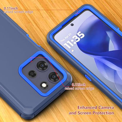Shockproof Phone Case for Motorola Moto G Power 5G 2025/Moto G Play 2025 with Belt Clip Holster,Rugged Full-Body Protective Case Cover with Kickstand & Holster (Navy Blue) - color: Navy Blue